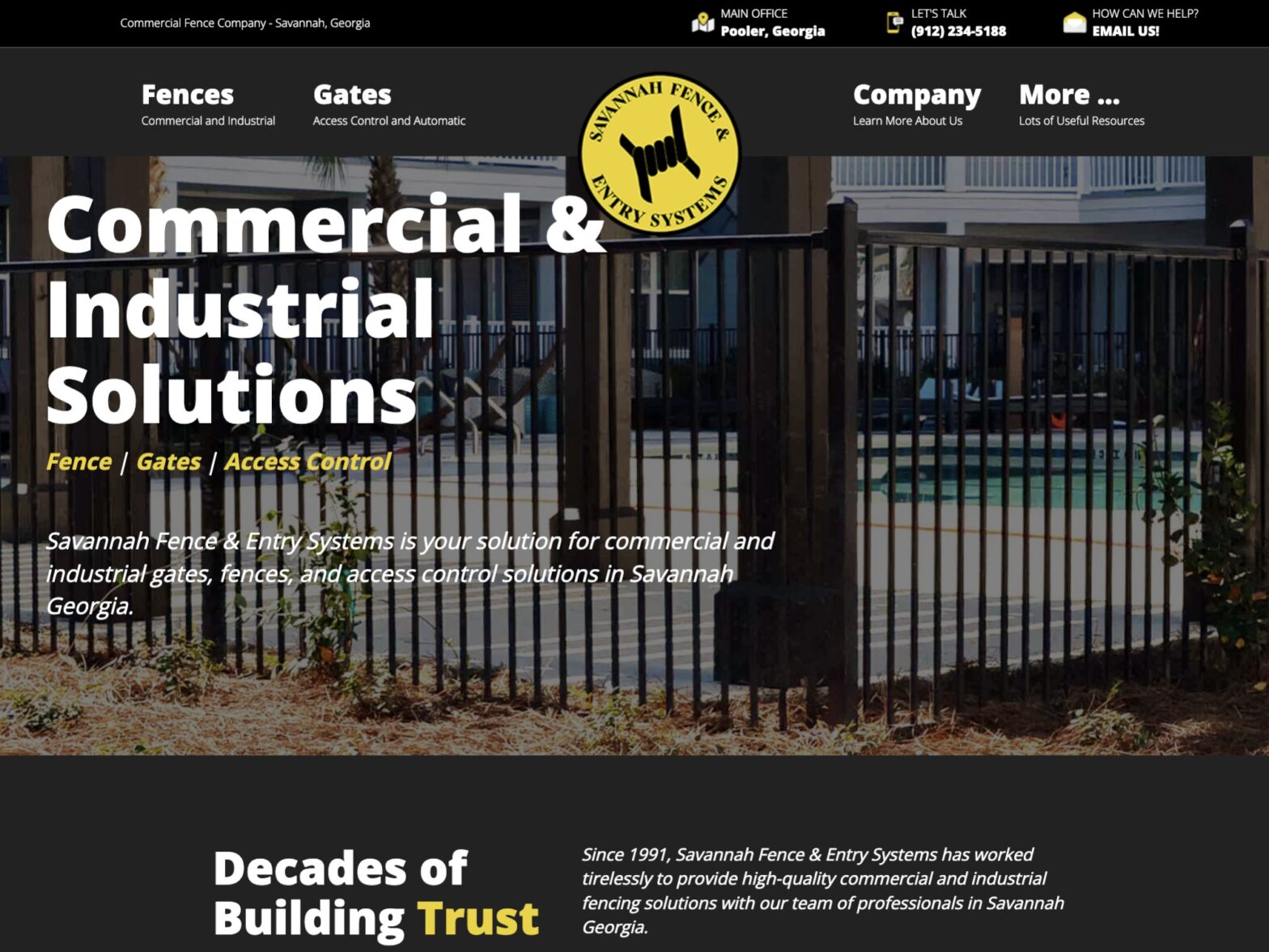Photo of a Georgia fence company website